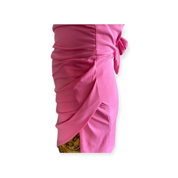 Tiger Mist chic pink mini dress ruched small cocktail party open back sleeveless - Picture 7 of 11